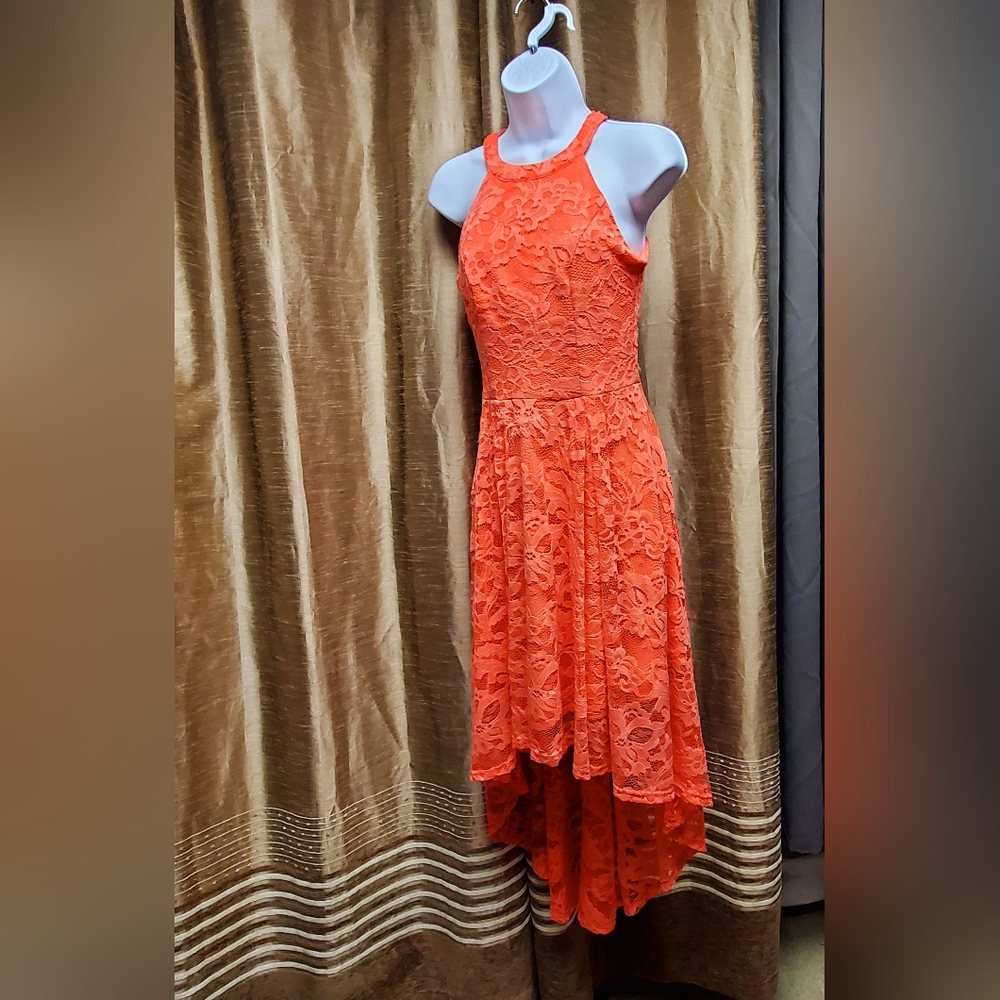 Lace Floral High-Low Dress
